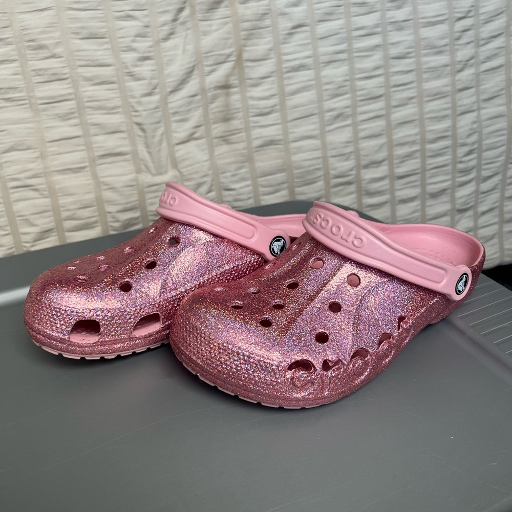 Pink Glitter Crocs